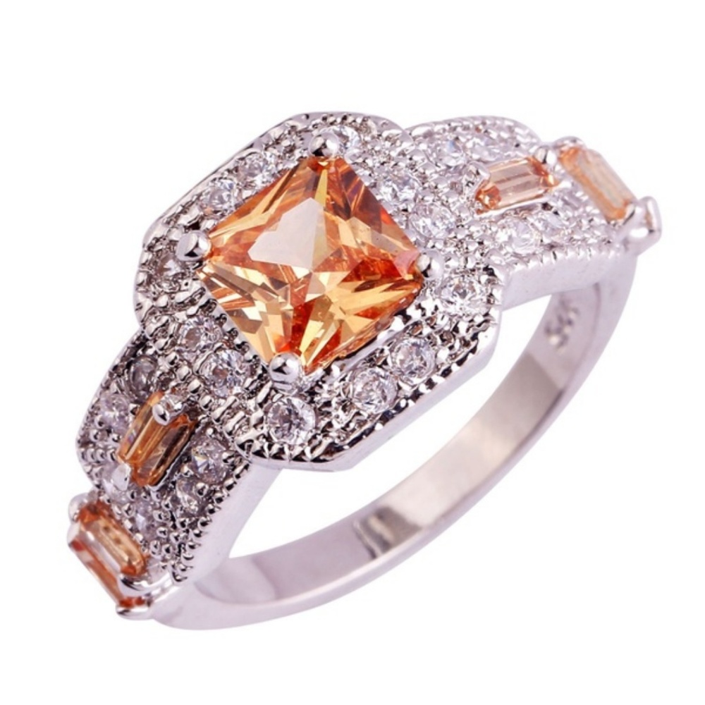 New Morganite and White Topaz Sterling Silver Ring
